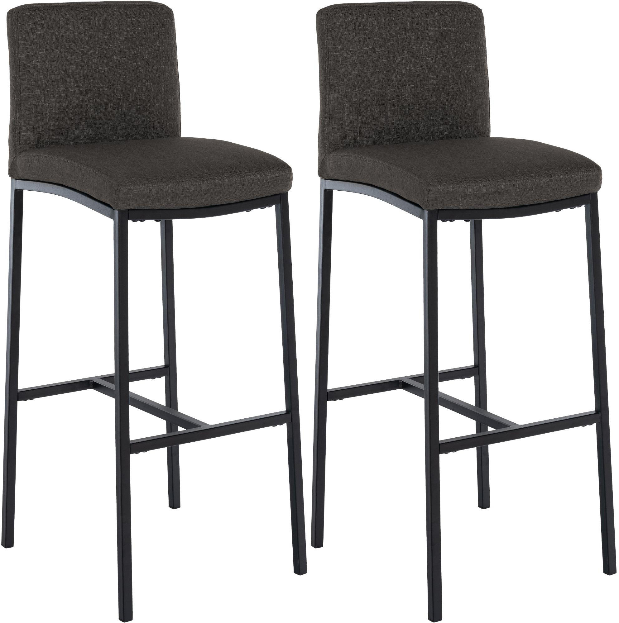 BARHOCKER 2er Set Stoff Dunkelgrau - Dunkelgrau/Schwarz, Textil/Metall (43/110/49cm) - CLP