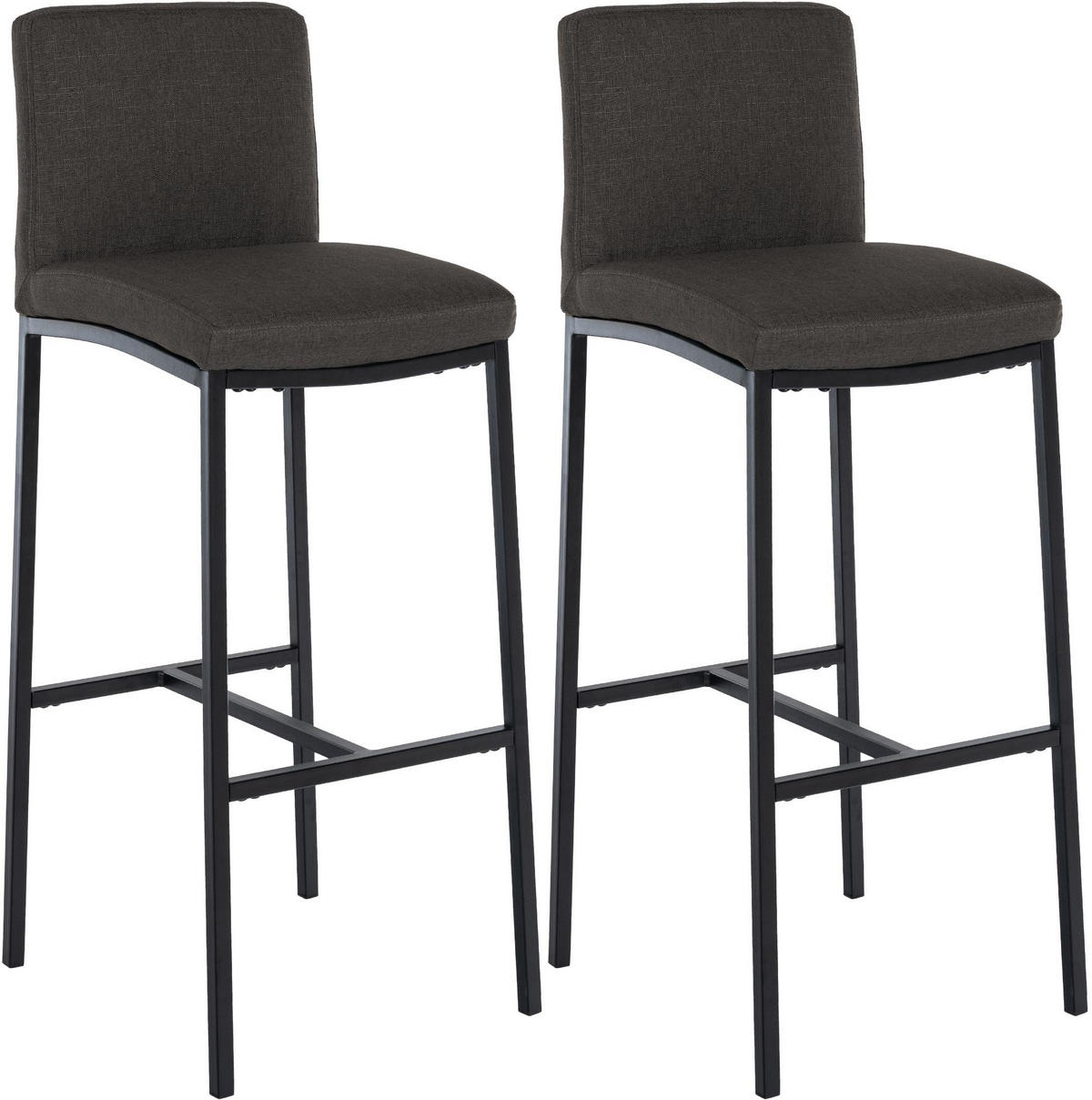 BARHOCKER 2er Set Stoff Dunkelgrau - Dunkelgrau/Schwarz, Textil/Metall (43/110/49cm) - CLP