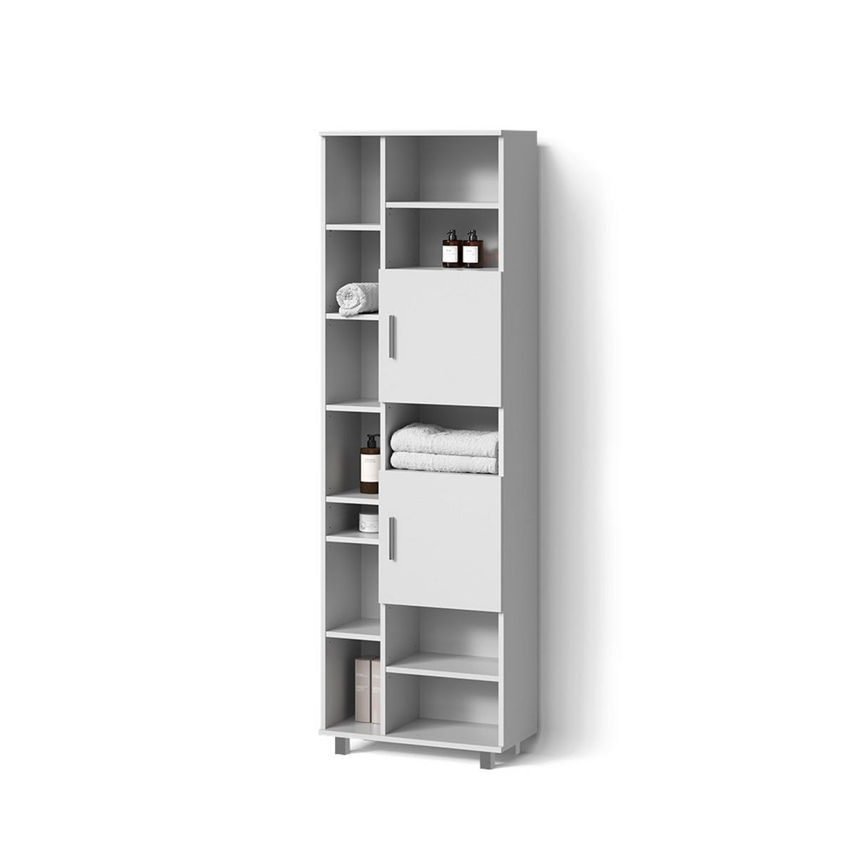 BADSCHRANK Eisak Weiß 60 x 190 cm - Weiß, Holzwerkstoff (60/190/30cm) - Livinity®