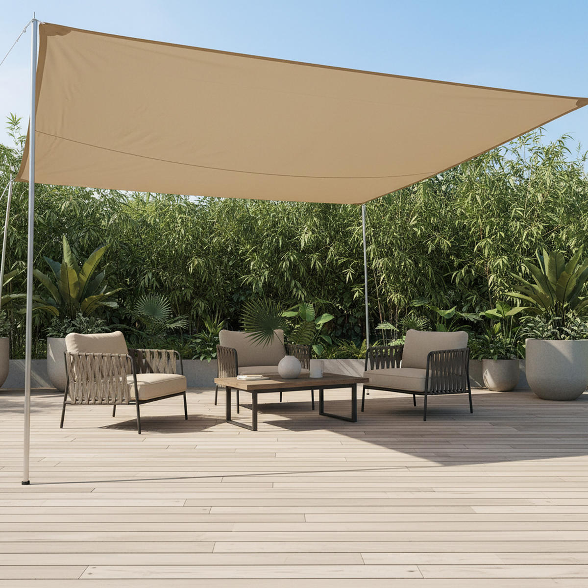 SLNEČNÉ plátno - béžová, kov/textil (350/350cm) - Relaxdays