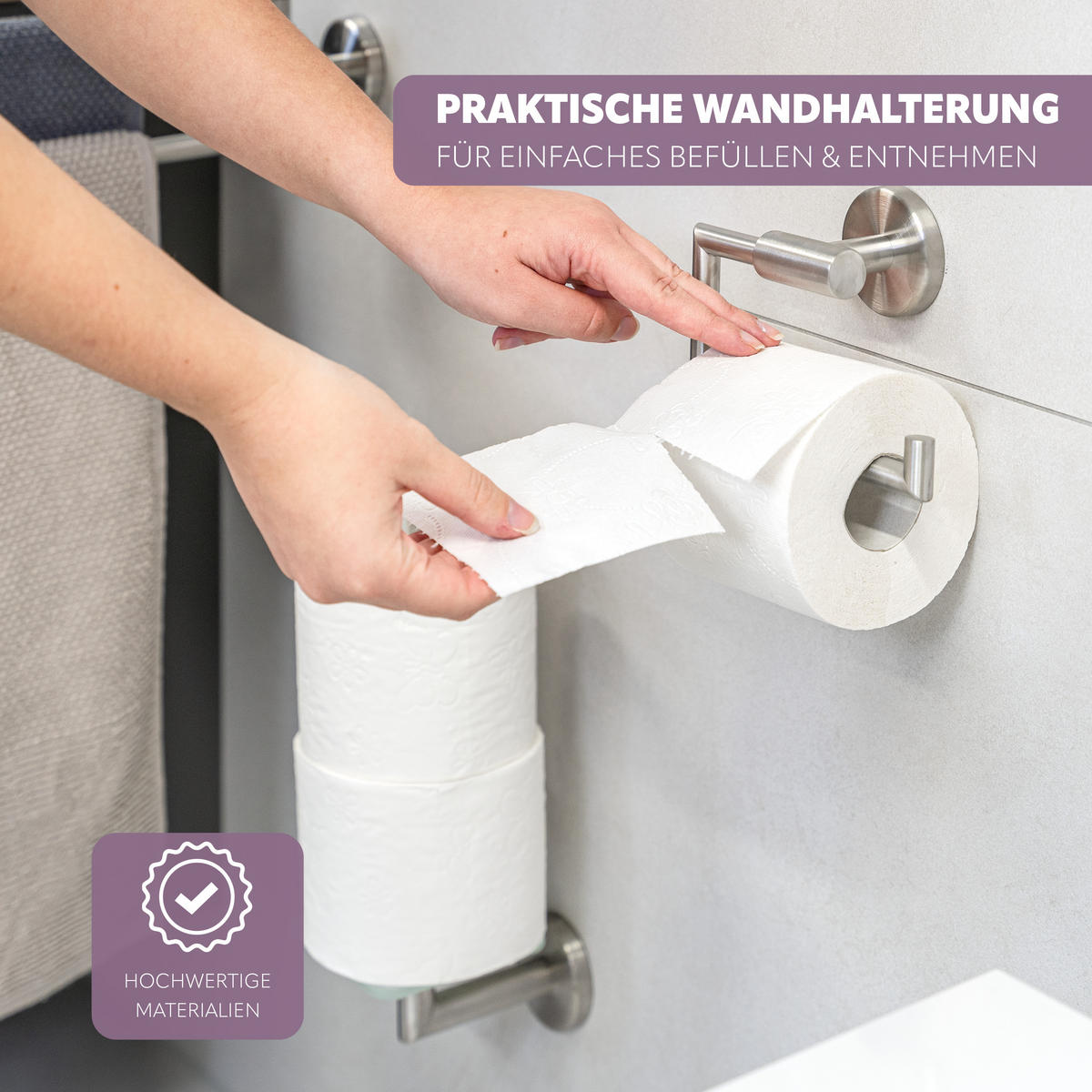 BADEZIMMER-ZUBEHÖR-SET PIAZZA 2tlg., Edelstahl, matt - Silberfarben, Metall (14.5/35/11.5cm) - bremermann