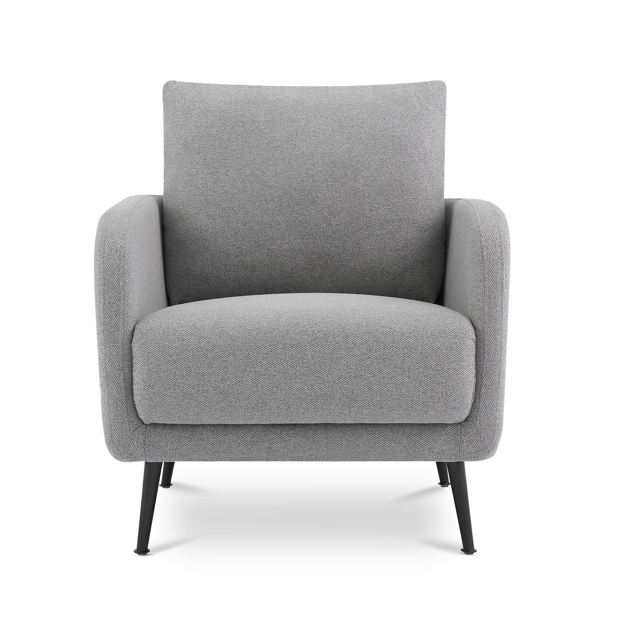 DESIGNER-SESSEL Emma aus hellgrauem Stoff - Hellgrau/Schwarz, Holz/Holzwerkstoff (71/81/75cm) - Sicaan