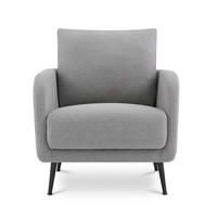 DESIGNER-SESSEL Emma aus hellgrauem Stoff - Hellgrau/Schwarz, Holz/Holzwerkstoff (71/81/75cm) - Sicaan