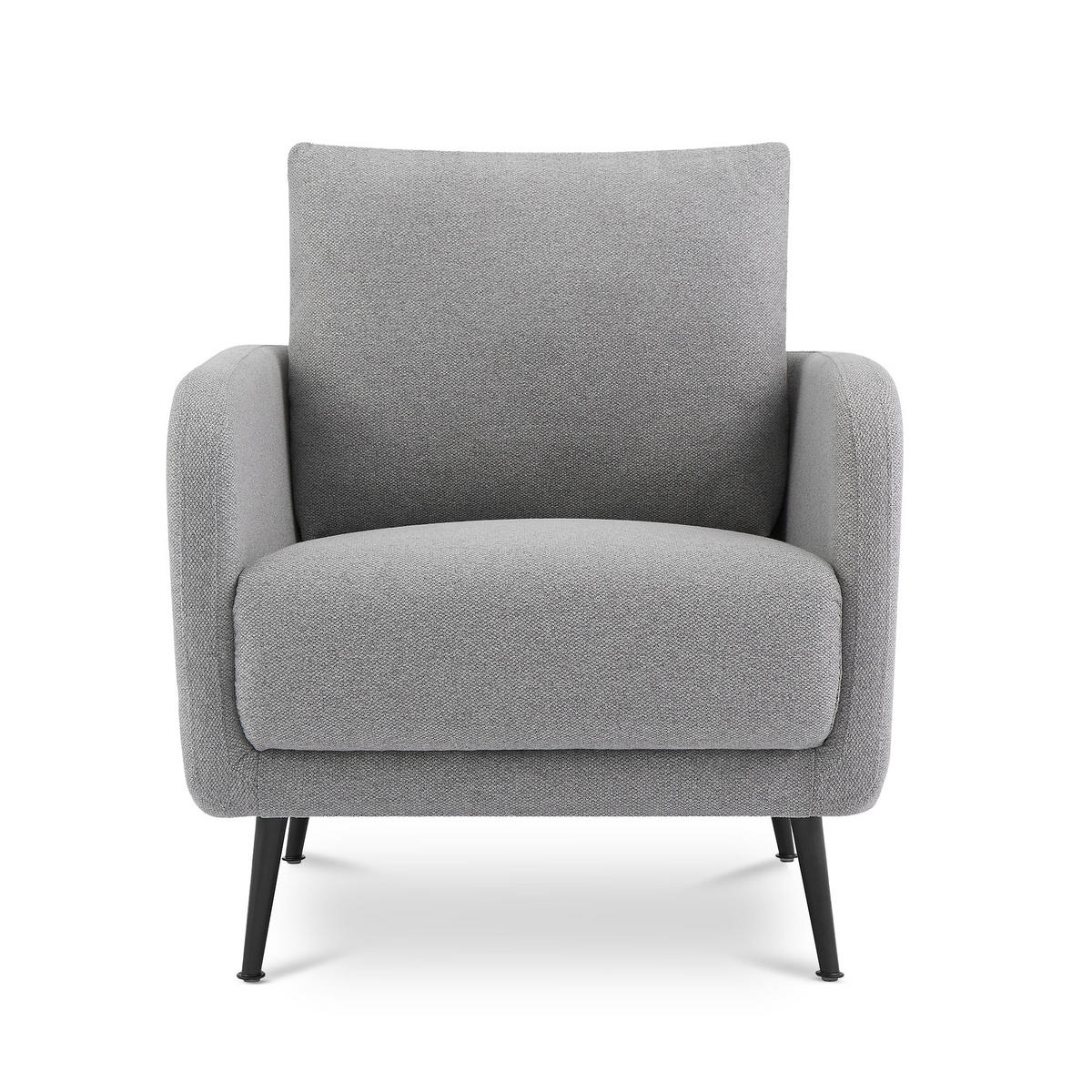 DESIGNER-SESSEL Emma aus hellgrauem Stoff - Hellgrau/Schwarz, Holz/Holzwerkstoff (71/81/75cm) - Sicaan