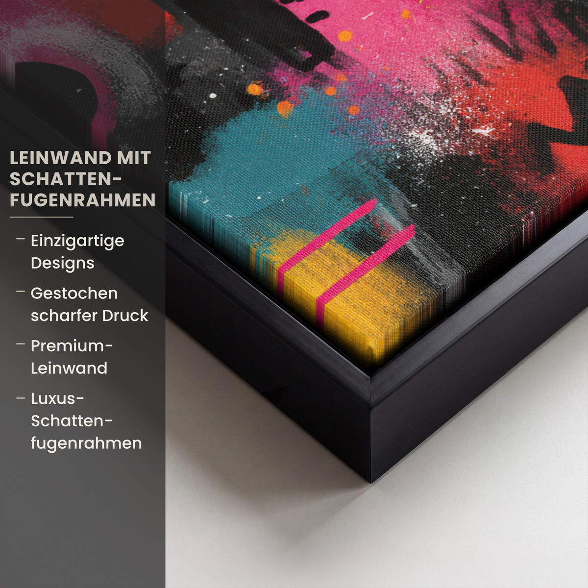 LEINWAND Bilder mit Rahmen - Farbflächen - Formen - Bunt - Abstrakt - 40x30 - Pink, Textil (40/30cm) - MuchoWow