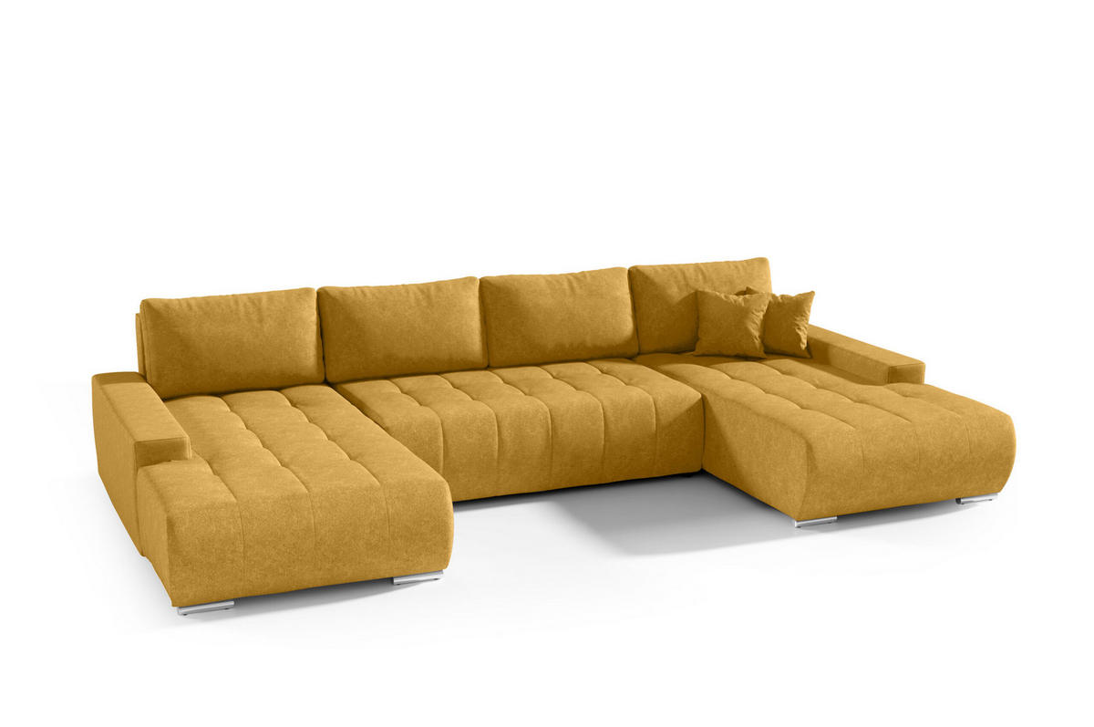 ECKSOFA U Form Bonari U, Honig - Braun, Textil (185/85/350cm) - Meblito