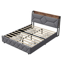 POLSTERBETT 160x200 cm mit Schubladen USB-Ladefunktion Doppelbett Grau - Grau, Holz (140/200cm) - PARAFTA HOME