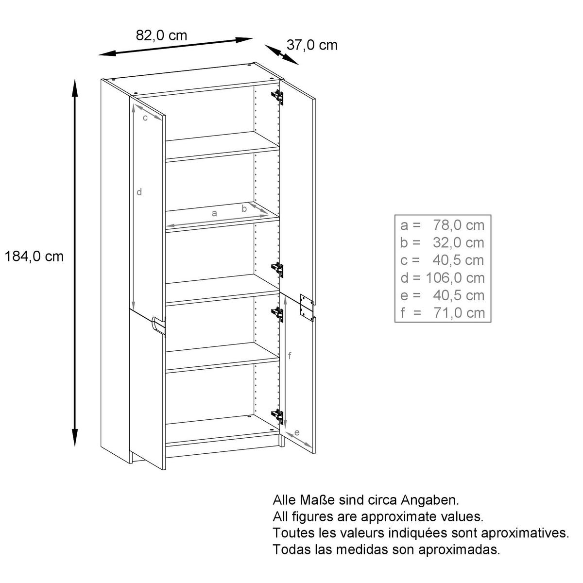 BÜROSCHRANK Logan Fronten in Hellgrau Seidenmatt - Greige, Holzwerkstoff (82/185/37cm) - Vladon