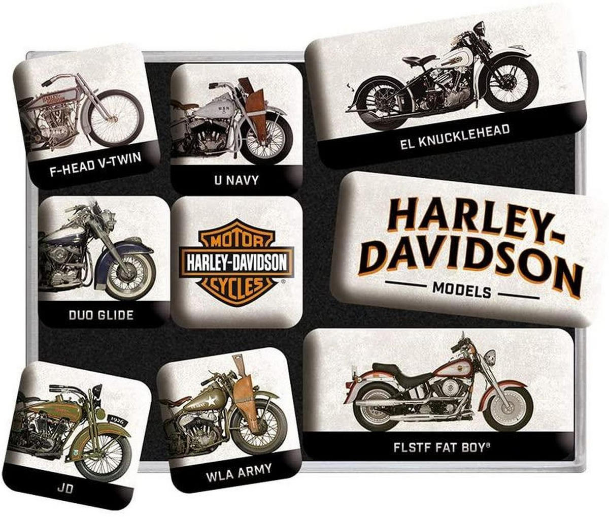 MAGNETSET 9-teilig Harley-Davidson Model Chart - Multicolor, Metall (9/7/2cm) - Nostalgic-Art