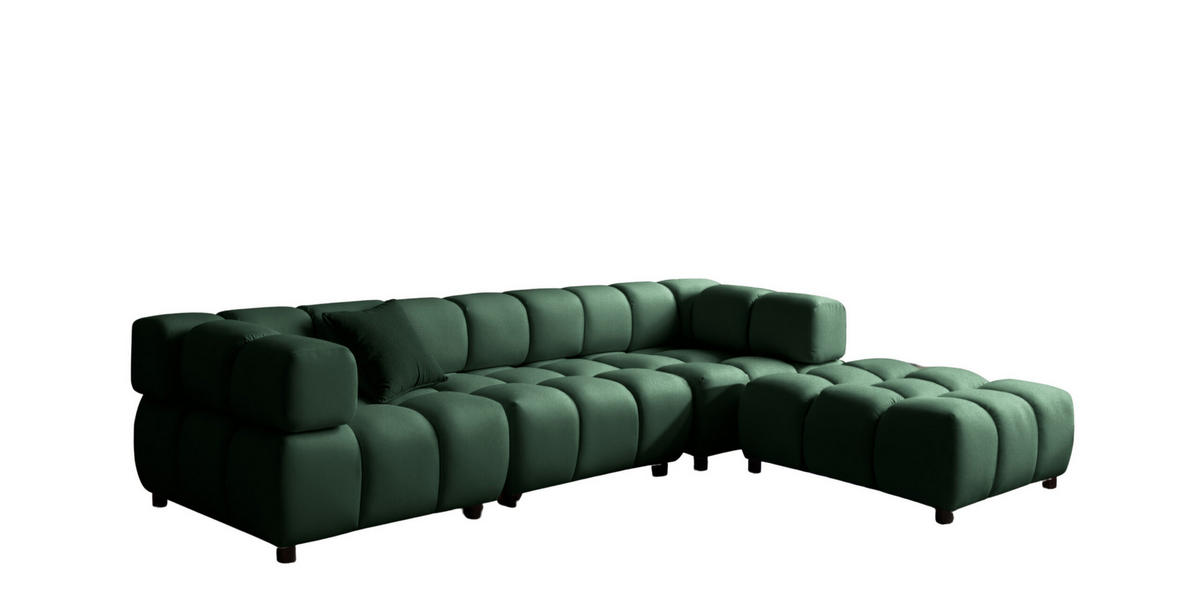 ECKSOFA L-Form Bolla, stoff Bluvel, Grün, Rechts - Grün, Holz (288/192cm) - Kaiser Möbel