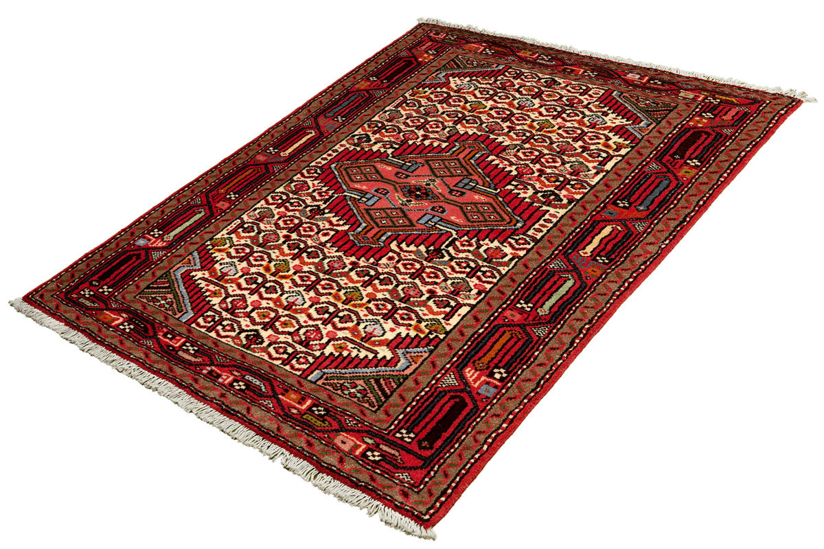 ORIENTTEPPICH handgeknüpft Assadabad Beige, Rot 120/80 cm Schurwolle - Beige/Rot, Textil (80/120cm) - Looma
