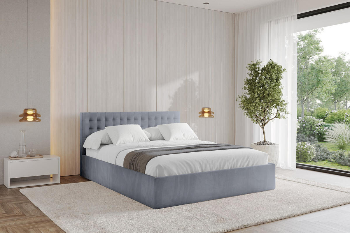POLSTERBETT mit Bettkasten und Lattenrost, Boxbett ohne Matratze - PARI 180x200 Grau - Grau, Holzwerkstoff/Textil (180/200cm) - ALTDECOR