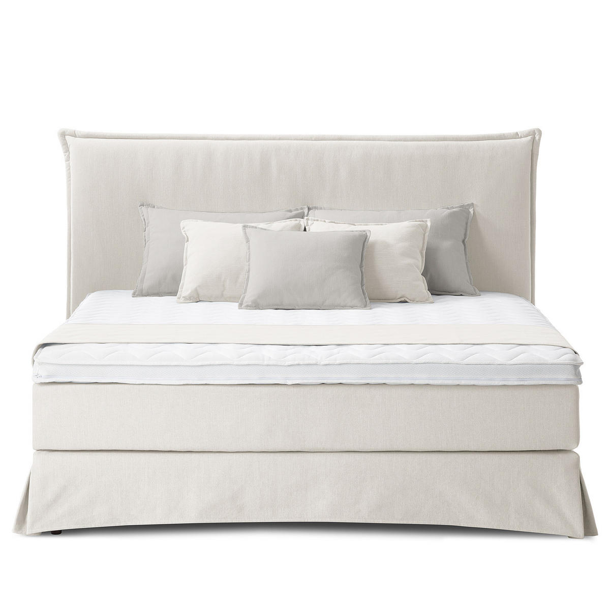 BOXSPRINGBETT mit Husse - Platinfarben, Textil (180/200cm) - home24