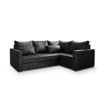 ECKSOFA LIRENO R-S Schwarz Plüsch-Stoff mit Schlaffunktion - Schwarz, Holz (220/153cm) - MASSENO