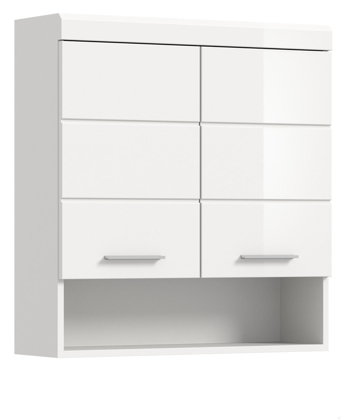 HÄNGESCHRANK weiß Hochglanz 74 x 79 cm, Badschrank hängend - Weiß Hochglanz/Silberfarben, Holzwerkstoff/Kunststoff (74/79/24cm) - Inn.Furn