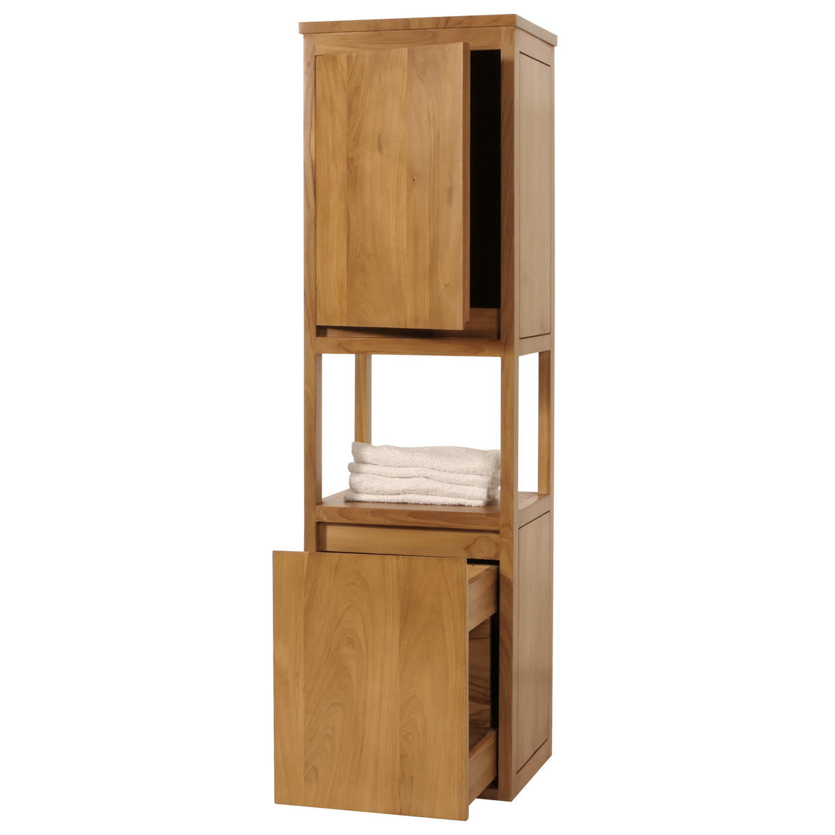 TEAK-HOCHSCHRANK Braun - Braun, Holz (41/141/36cm) - MCW