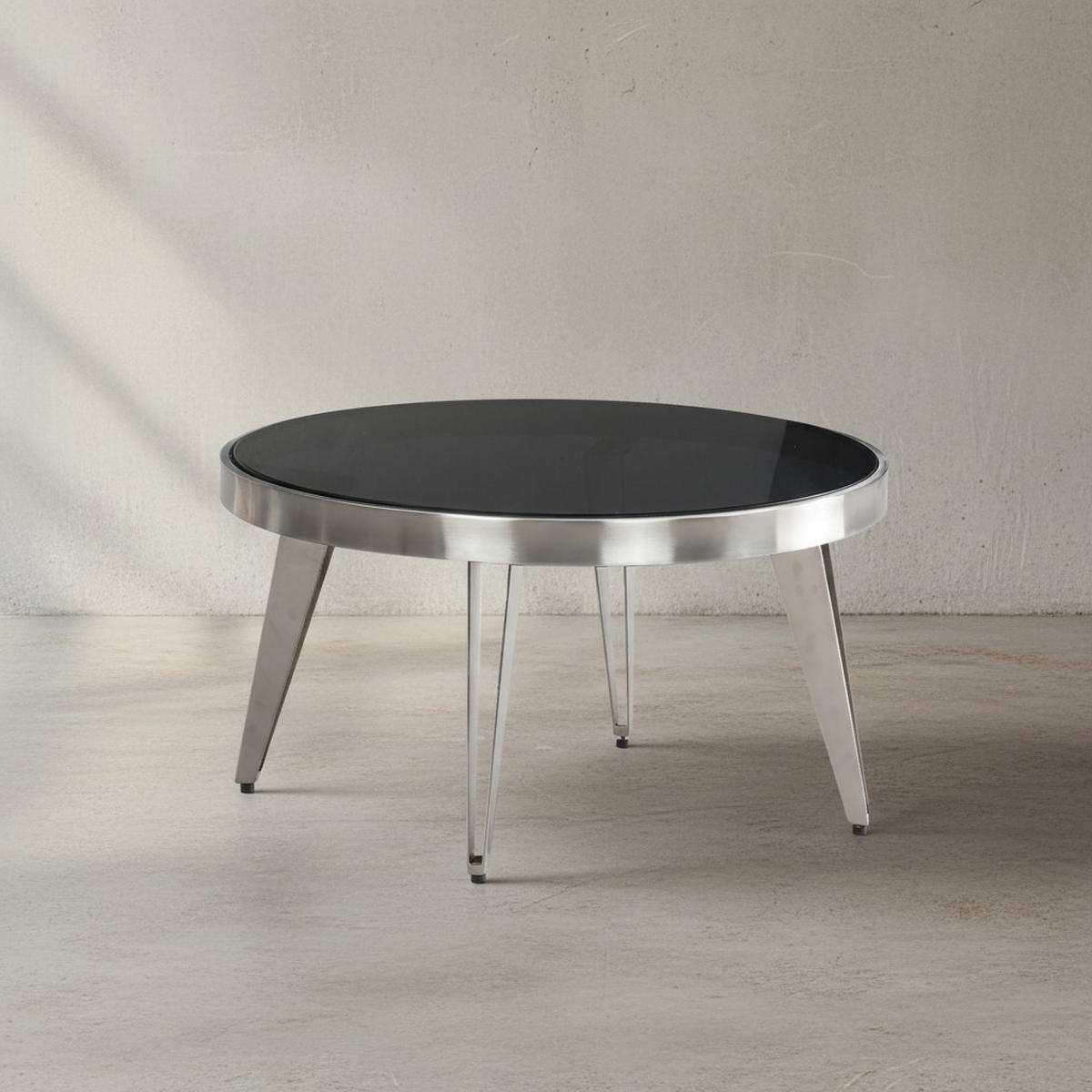 COUCHTISCH Rund in Silber aus Glas und Metall, Modernes Design, 60x60x33cm - Silberfarben, Glas/Metall (60/60/33cm) - KADIMA DESIGN