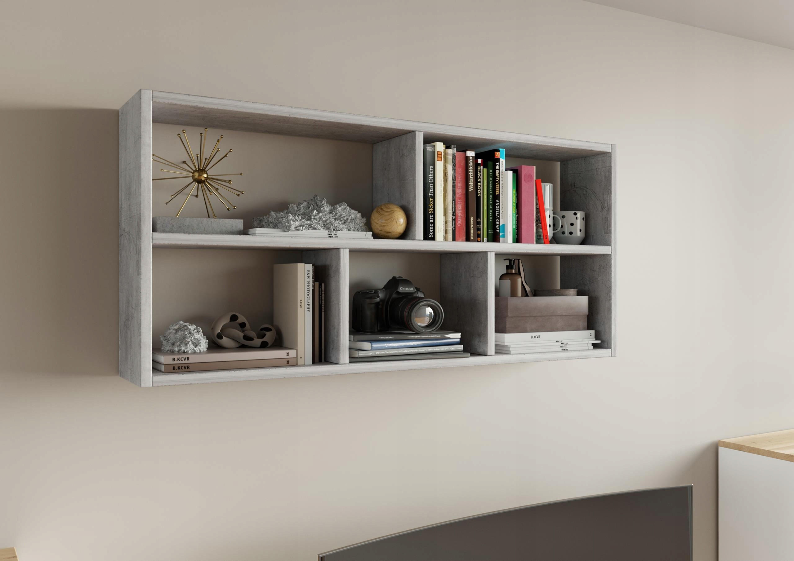 HÄNGEREGAL TEO Beton 113,6/25/50 cm - Grau, Holzwerkstoff (113.6/50/25cm) - Matkam Möbel