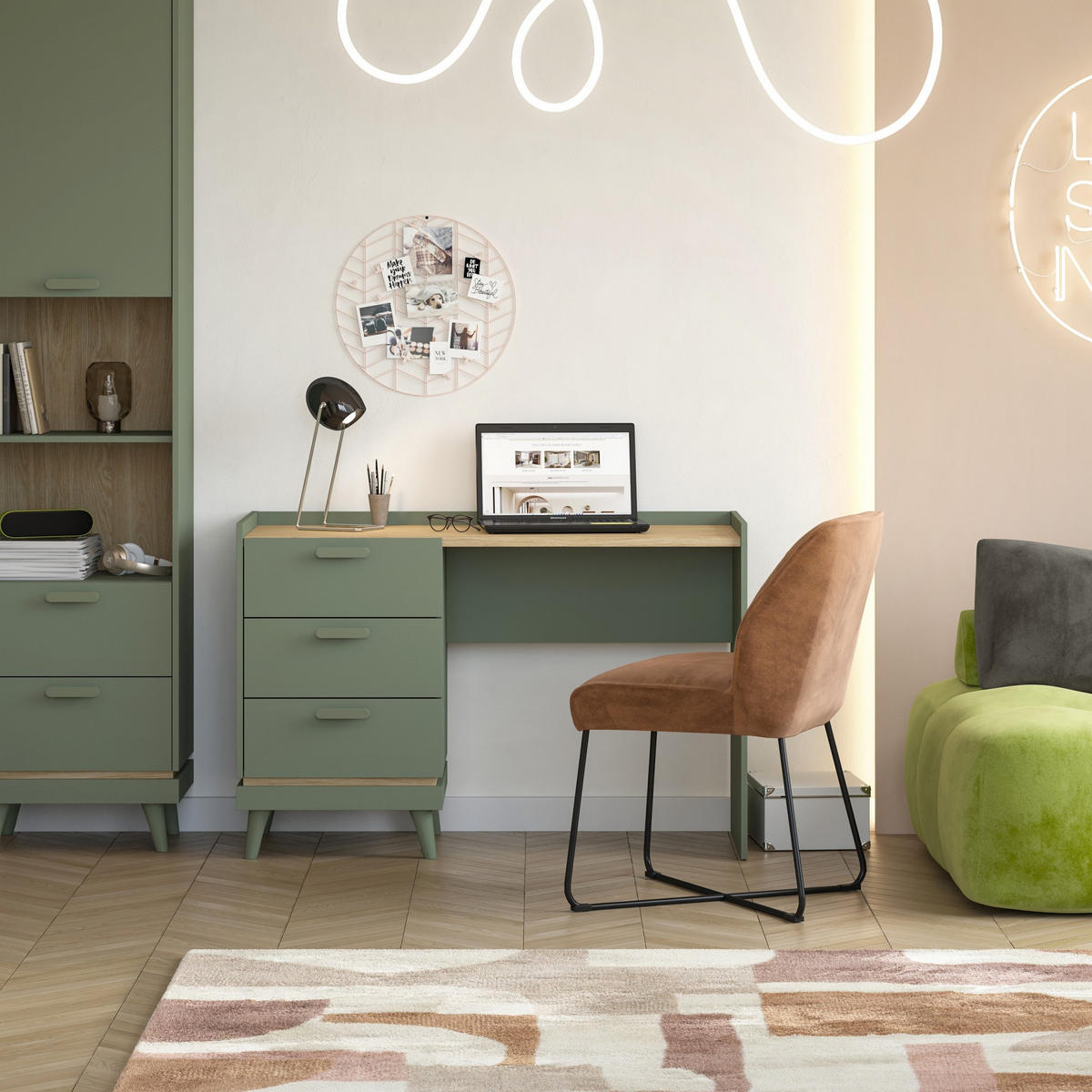 SCHREIBTISCH ACARA 120x50x79,5 cm Bürotisch Computertisch, Hellgrün - Hellgrün, Holzwerkstoff (50/120/79.5cm) - MASSENO