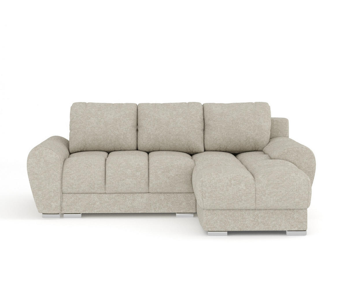 ECKSOFA MIT SCHLAFFUNKTION Peebles Beige Grau Chenille-Stoff - Chromfarben/Beige, Holz/Holzwerkstoff (256/175cm) - Maison de Reve
