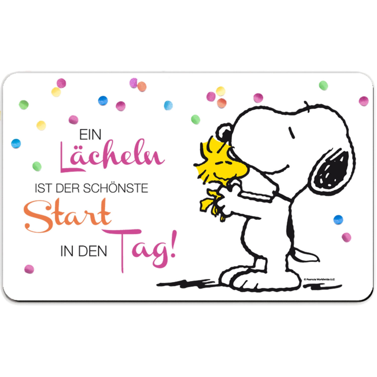 BRETTCHEN The Peanuts Snoopy Ein Lächeln ist der schönste Start Mehrfarbig 14,5 x 23,5 cm - Multicolor, Kunststoff (14.5/23.5cm) - United Labels