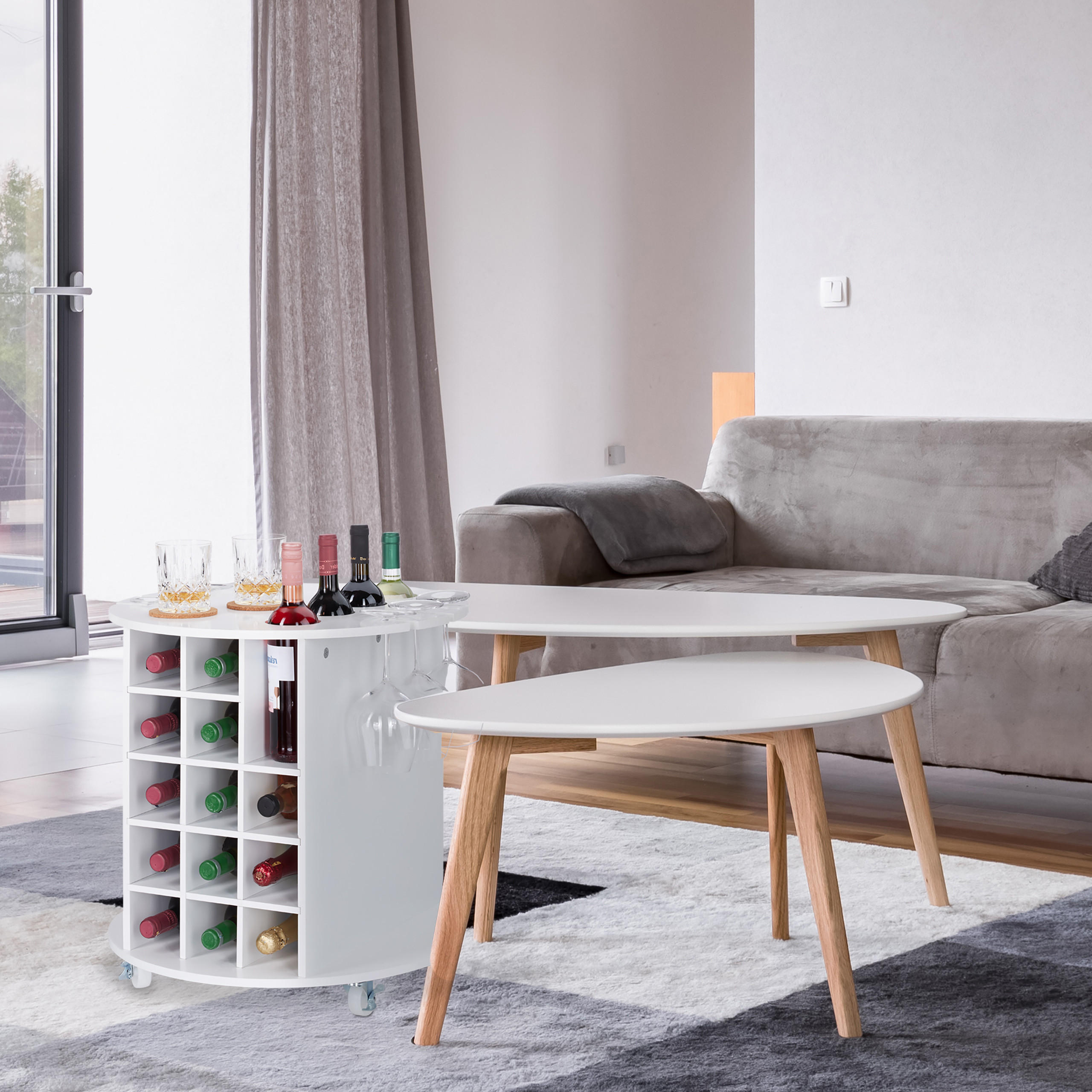 WEINREGAL - Weiß, Holzwerkstoff/Kunststoff (54/56/54cm) - Relaxdays