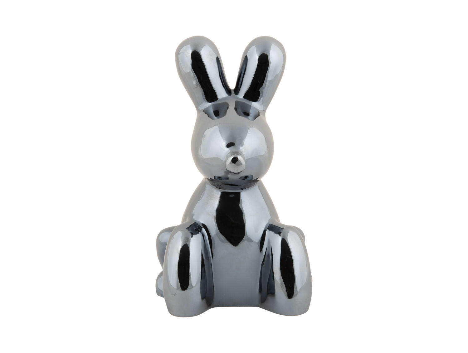 SKULPTUR Balloon Bunny 10/9/15 cm - Schwarz, Keramik (9/15/10cm) - Present Time