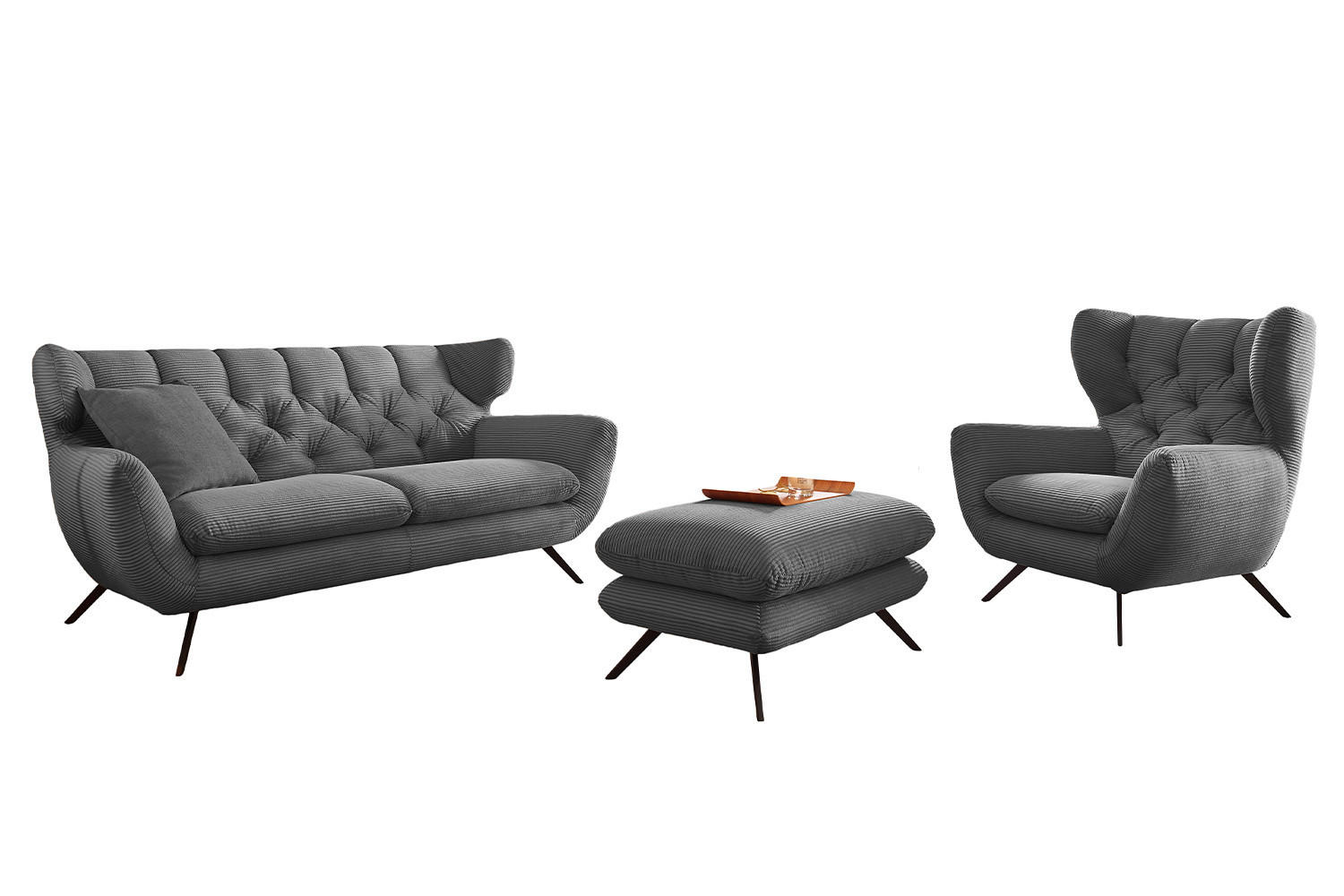 Kawola Sitzgruppe Grau 175x94x95 cm