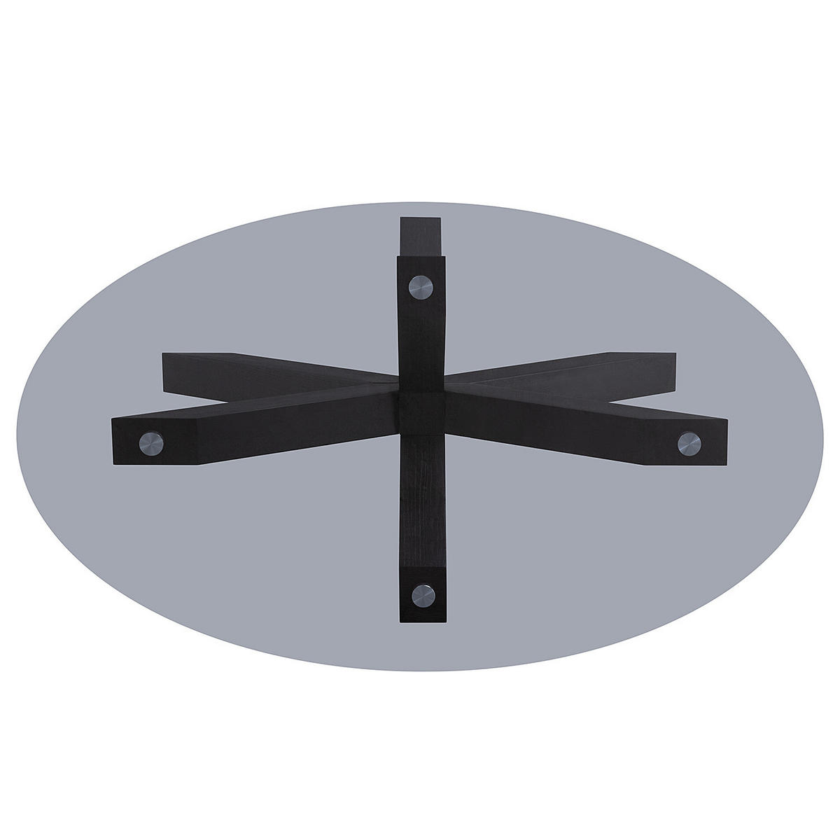 COUCHTISCH - Oval - Glas / Eiche massiv - Eichefarben/Schwarz, Glas/Holz (60/100/45cm) - home24