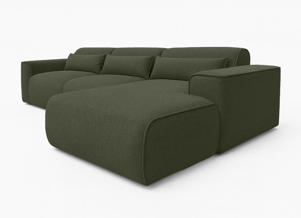 ECKSOFA L Form Ruyam Grün 310/165/78 cm – Schlaffunktion Rechts - Schwarz/Grün, Kunststoff/Textil (310/170cm) - AX Living