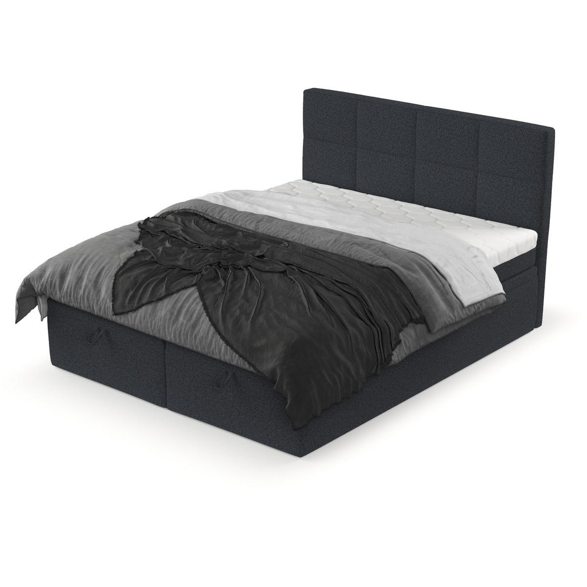 BOXBETT Tessa 140/200 cm Anthrazit im Riva Stoff - Anthrazit/Schwarz, Holz/Holzwerkstoff (140/200cm) - AltaBeds