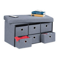 SITZBANK - Grau, Holzwerkstoff/Textil (76/39/38cm) - Relaxdays