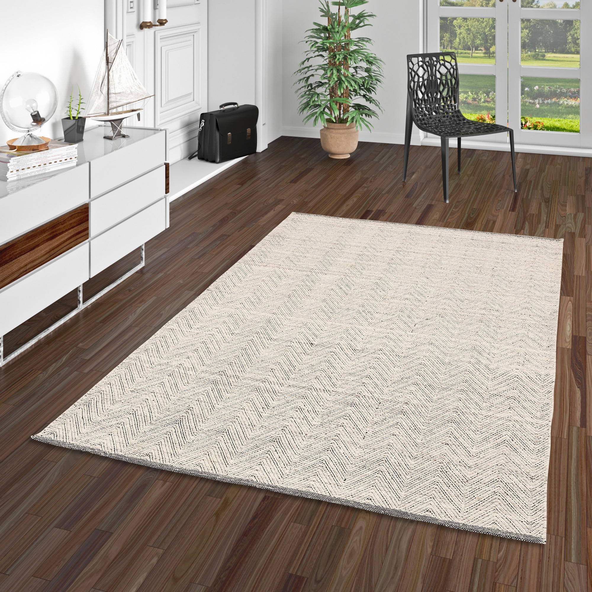 NATUR TEPPICH KELIM WOLLE LARA MELIERT - Grau, Textil (70/130cm) - Pergamon