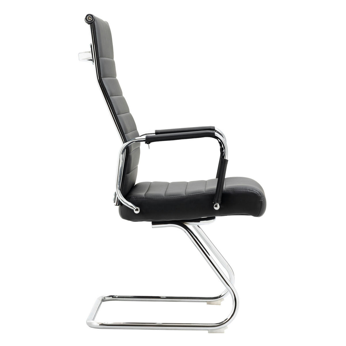BESUCHERSTUHL OFFICE COMFORT 2er Set Kunstleder Schwarz - Silberfarben/Schwarz, Textil/Metall (56.5/110/64cm) - SVITA