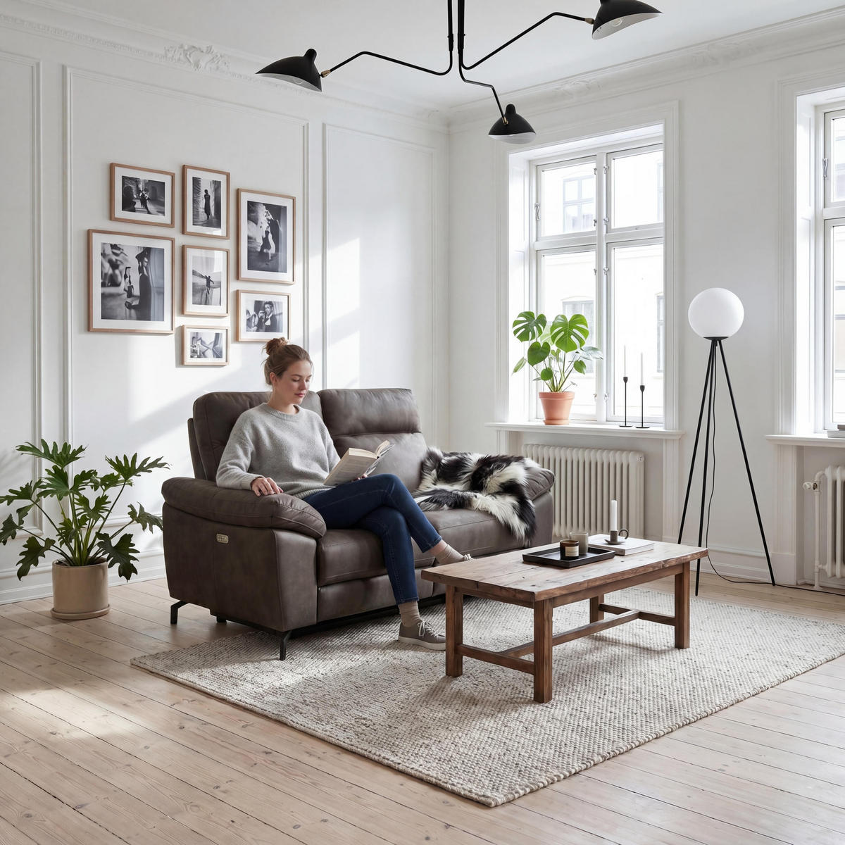 ZWEISITZER-SOFA Mikrofaser Braun (Taupe) - Taupe/Schwarz, Leder/Textil (162/101/96cm) - Furnhouse