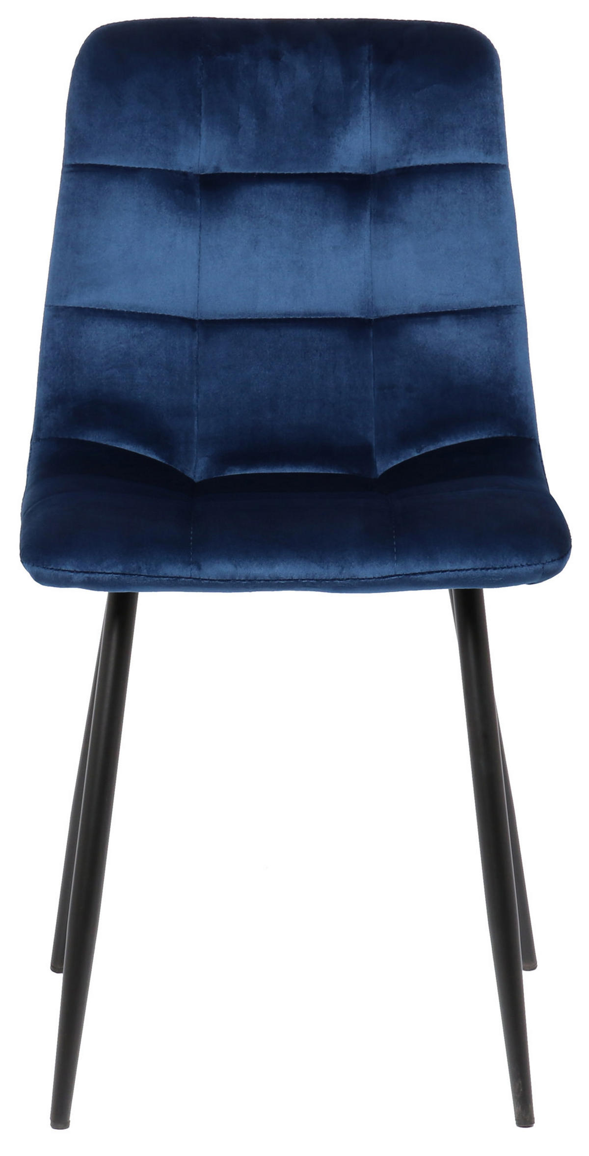 ESSZIMMERSTUHL Till, 2er Set, Samt, Gestell Metall matt Schwarz Blau - Blau/Schwarz, Textil/Metall (45/88/52cm) - TPFLiving