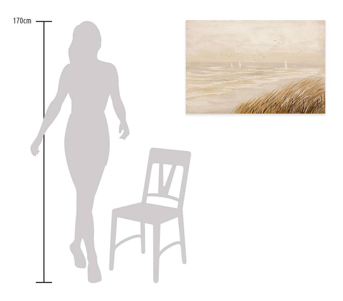 ÖLGEMÄLDE 90/60 cm - Beige, Holz/Textil (1.38/60cm) - KUNSTLOFT