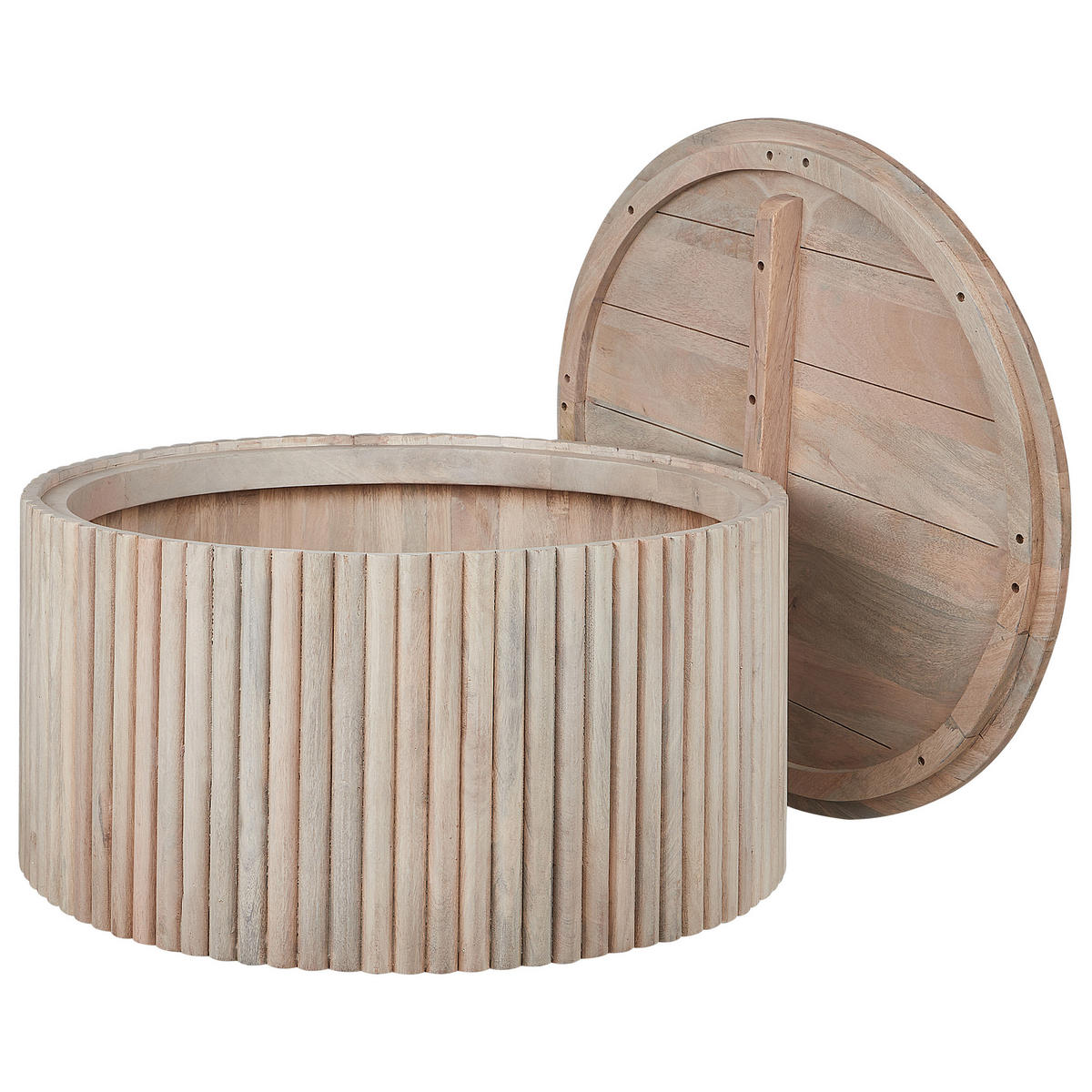 COUCHTISCH Mangoholz hellbraun 70 cm mit Stauraum Kirkwood - Hellbraun, Holz (70/70/37cm) - Beliani