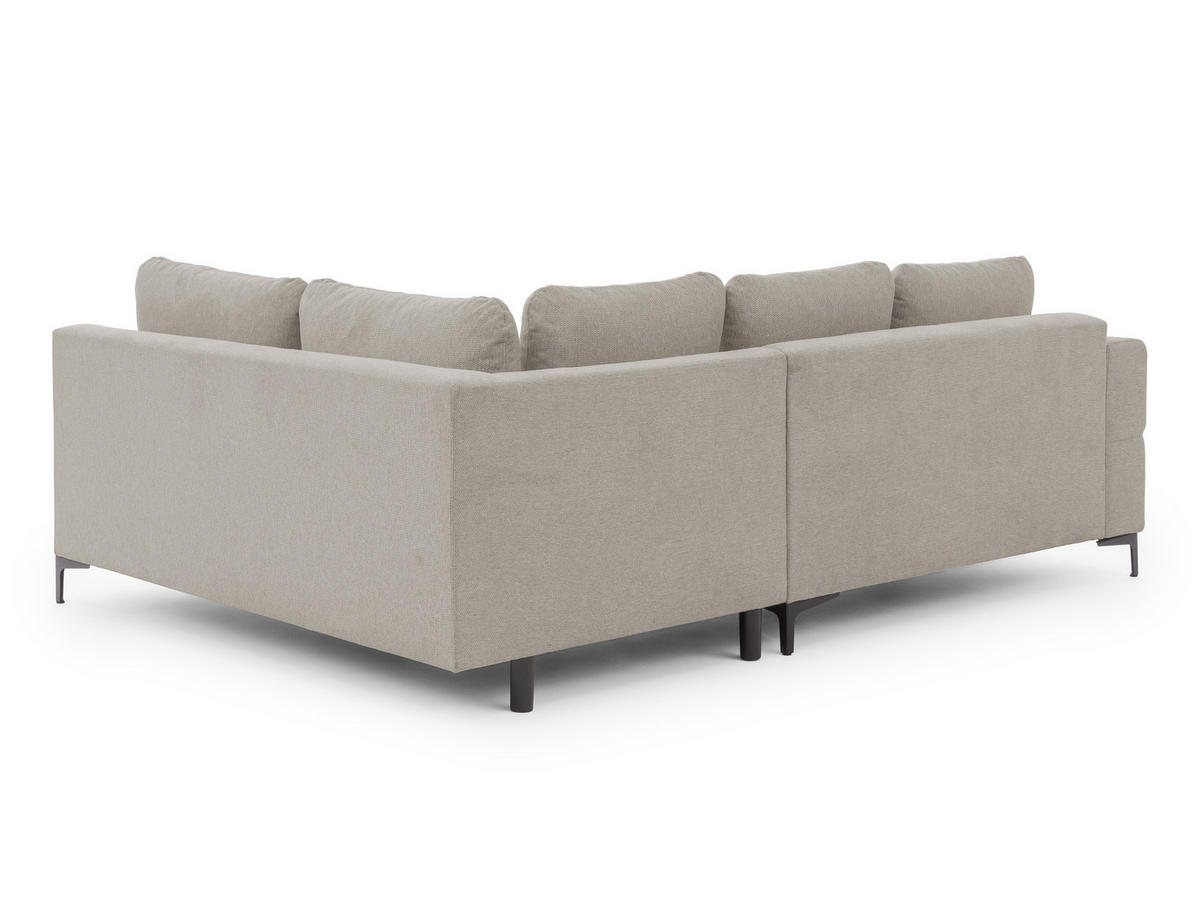 ECKSOFA inkl. Hocker Cardea mit Schlaffunktion in Bubble-Optik aus weichem Taupe Strukturstoff und hohem Sitzkomfort - Ottomane rechts - Taupe/Schwarz, Holz/Textil (230/170cm) - S-Style Möbel