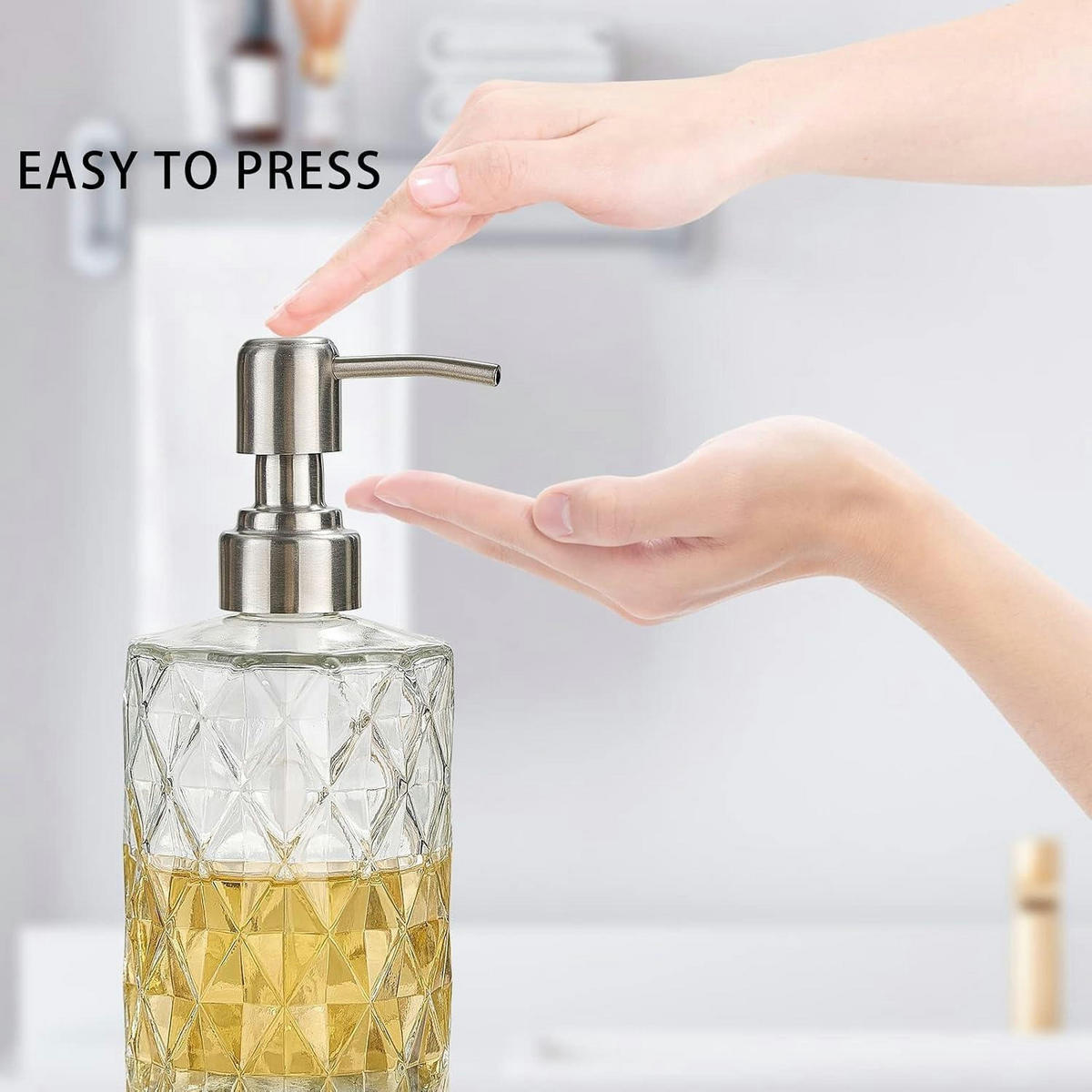 SEIFENSPENDER Glas Transparent mit Edelstahlpumpe 340 ml - Transparent, Glas (7.4/12.7/12.7cm)
