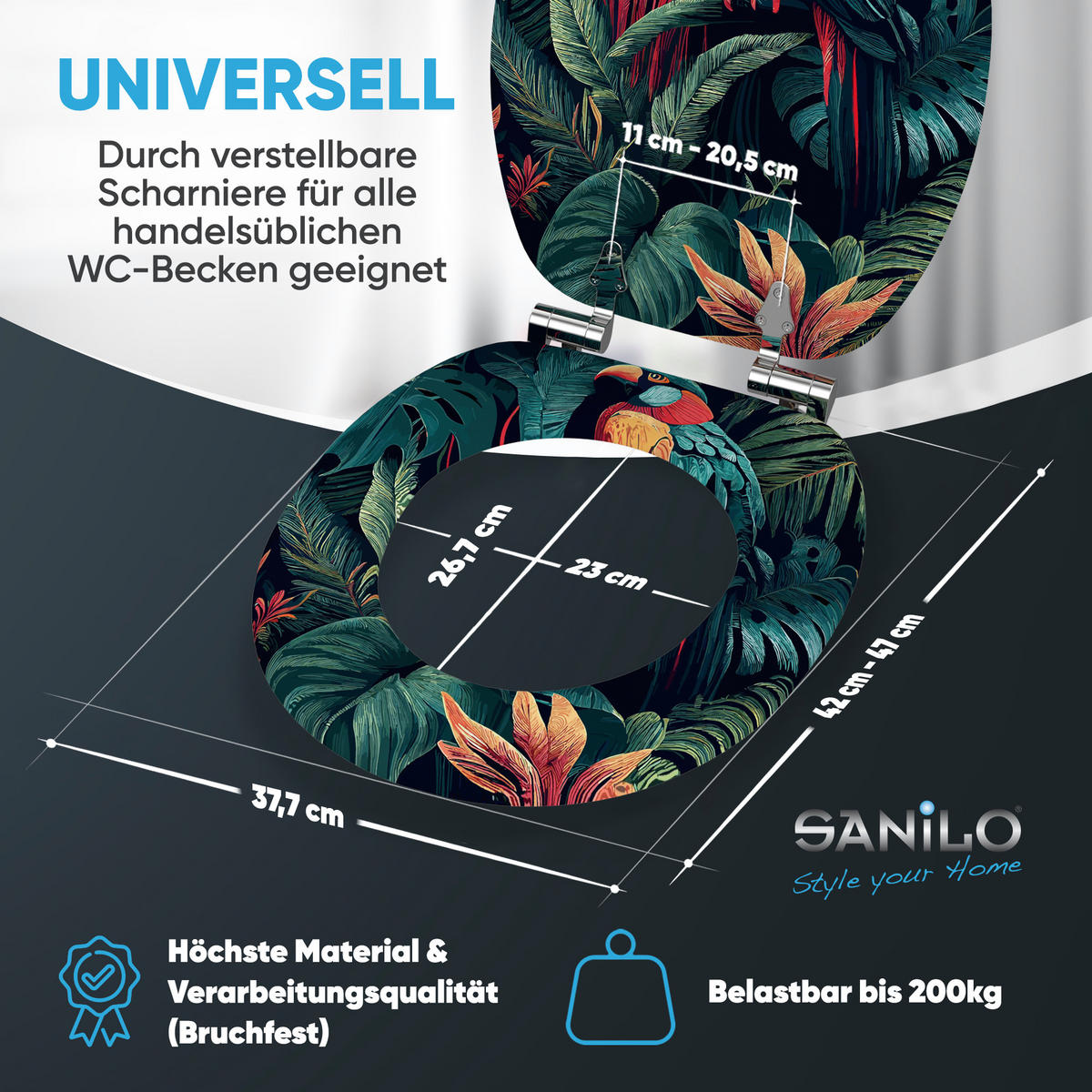 WC Sitz mit Absenkautomatik Exotic - Multicolor, Holzwerkstoff (38/6/47cm) - Sanilo