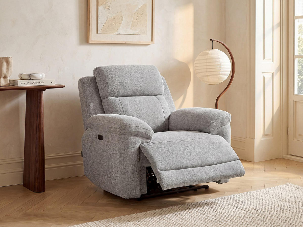 RELAXSESSEL - 1 Person - stoff - grau Keluno - Grau, Textil (110/104/98cm) - Vente-Unique