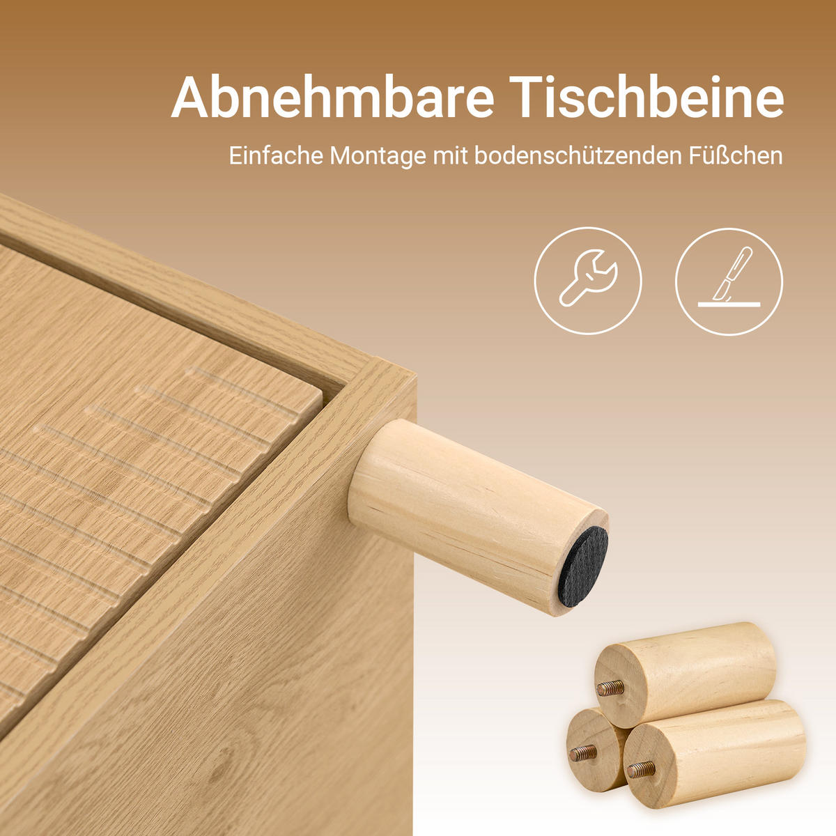 NACHTTISCH mit 2 Schubladen, Natur - Naturfarben, Holzwerkstoff (40/47/42cm) - SoBuy