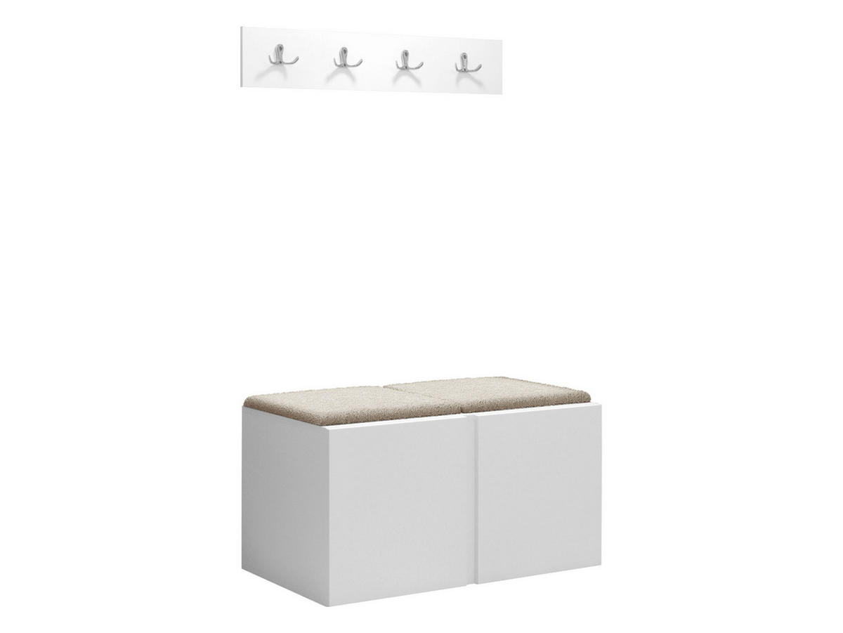 GARDEROBEN-SET Orion VI - Creme/Weiß, Holzwerkstoff/Kunststoff (84/42/46cm) - MIRJAN24