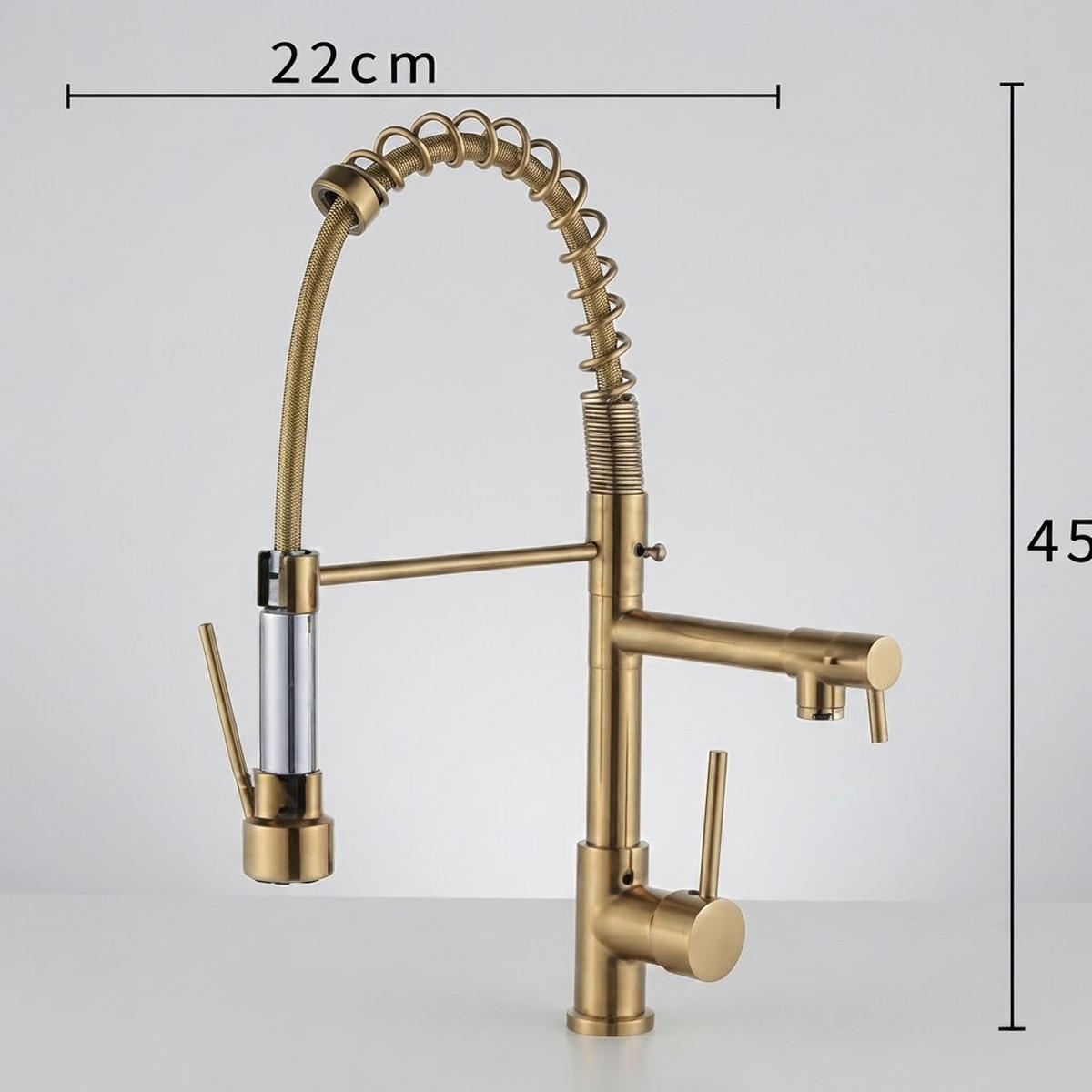 KÜCHENARMATUR, 22 x 45 cm, gold - Goldfarben, Metall (59/9/30cm) - Vallsero