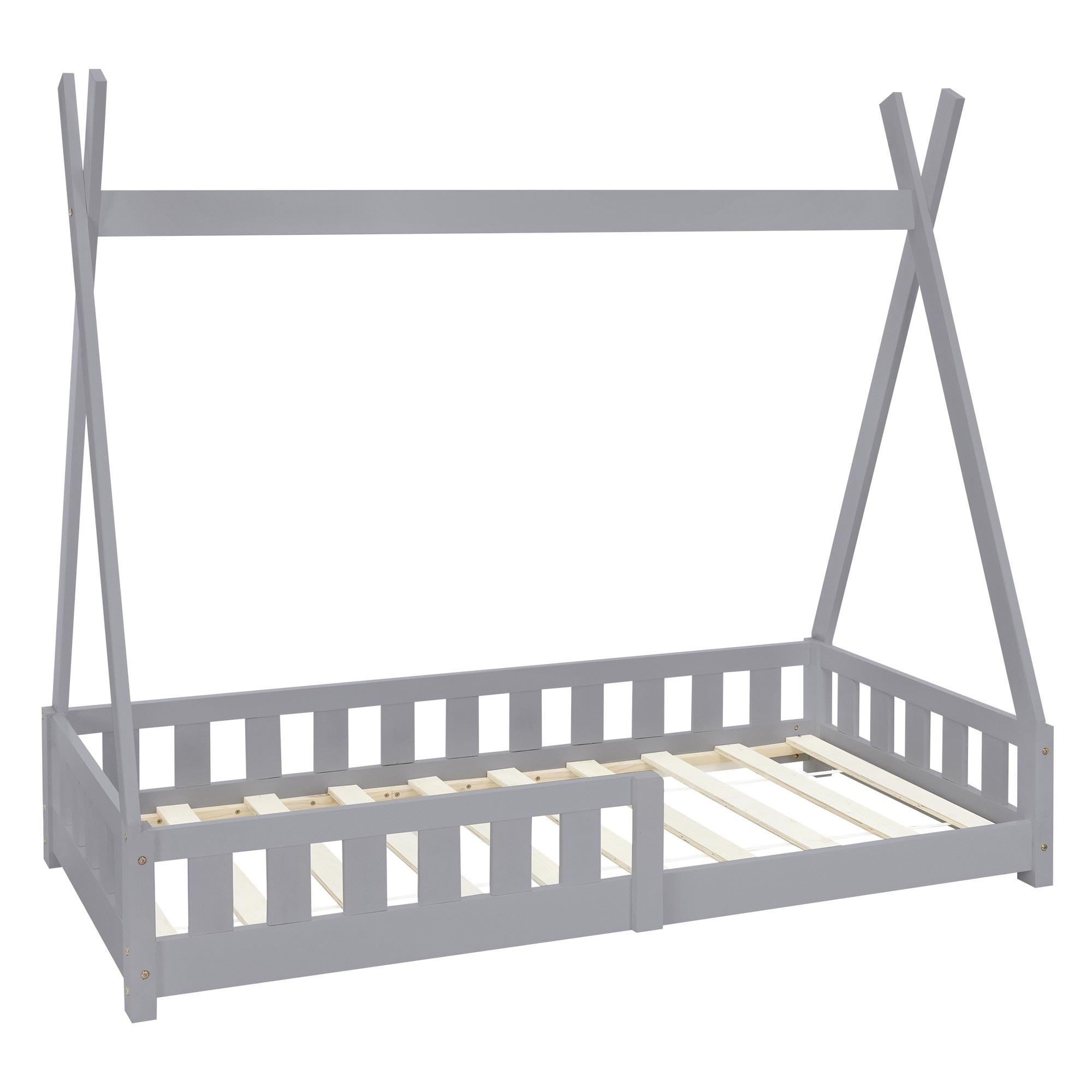 KINDERBETT Tipi 80x160 cm Hellgrau - Hellgrau, Holz (80/160cm) - ML-DESIGN
