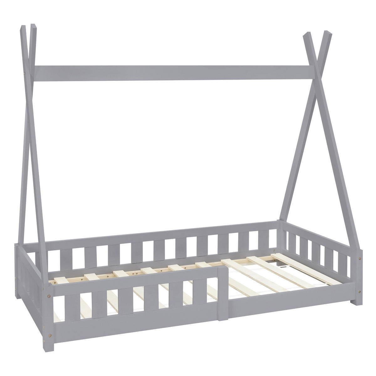 KINDERBETT Tipi 80x160 cm Hellgrau - Hellgrau, Holz (80/160cm) - ML-DESIGN