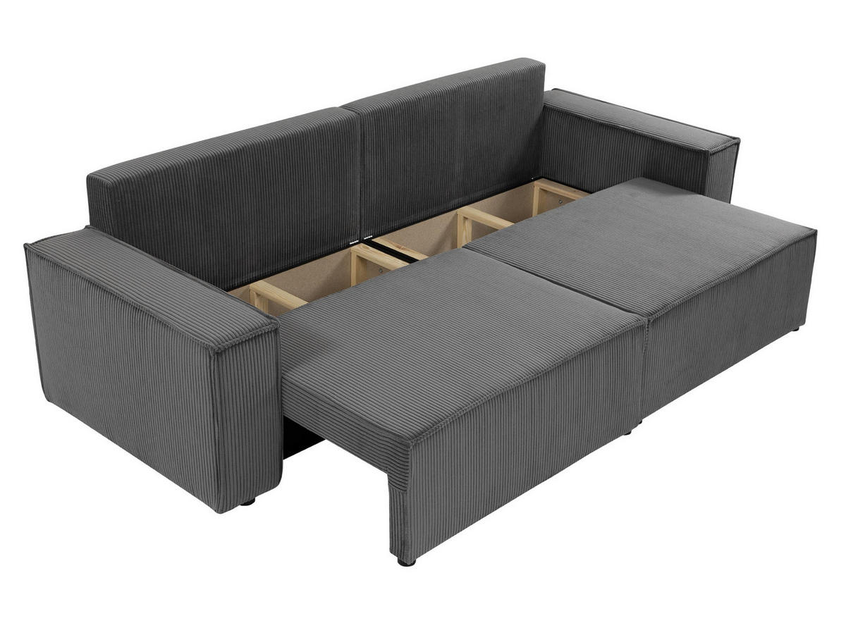 SCHLAFSOFA Karl Cord - Schwarz/Naturfarben, Holz/Kunststoff (245/82/90cm) - MIRJAN24