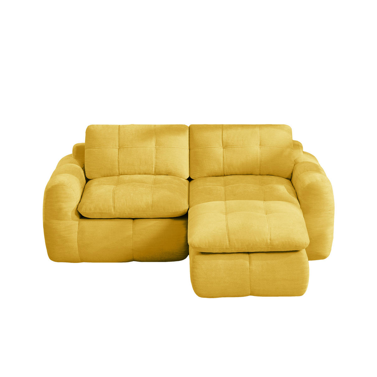ECKSOFA DE-34464 mit Ottoman und Karostepp Gelb - Gelb, Textil (160/194cm) - ComfortXL