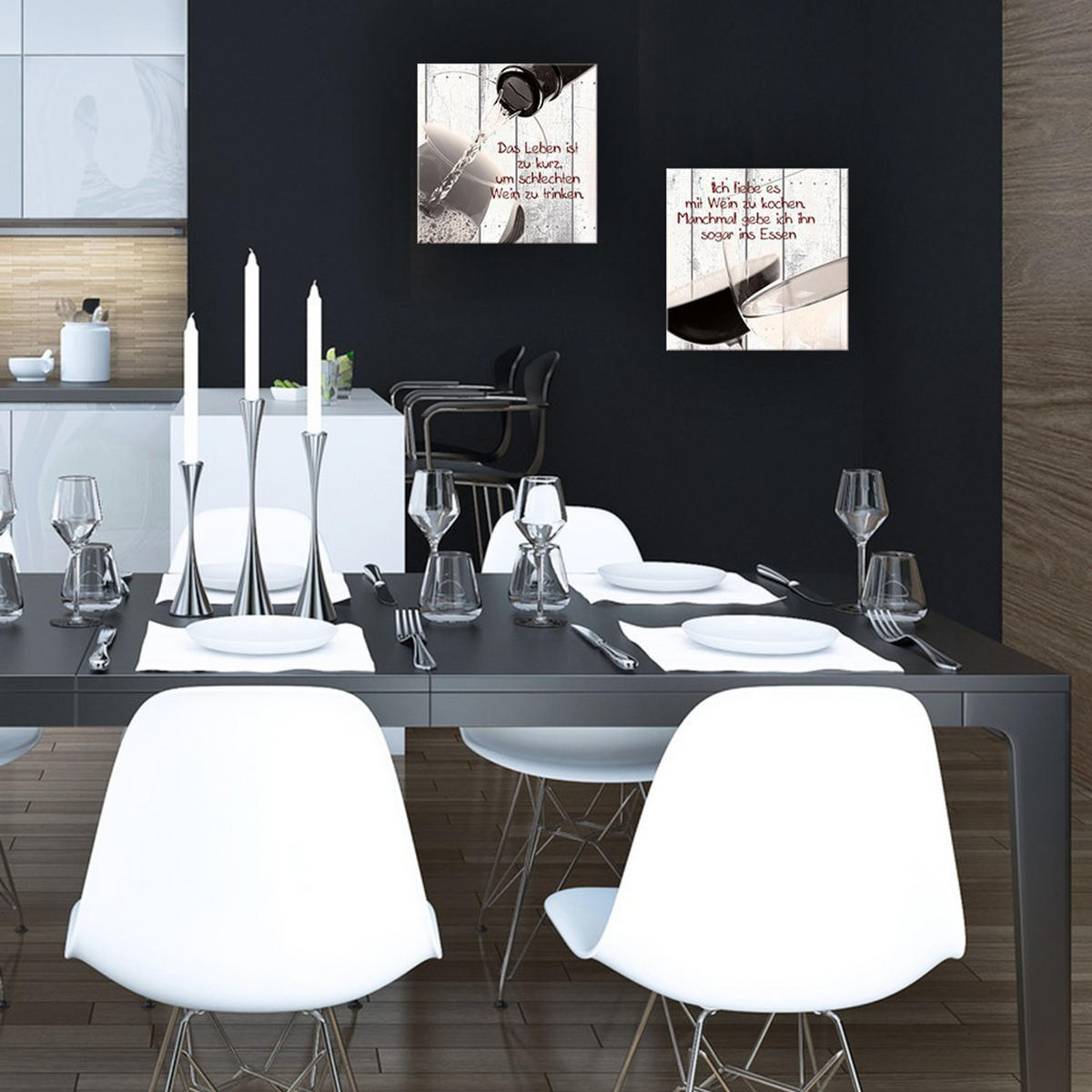 GLASBILD 30x30 cm Küche Wein - Anthrazit, Glas (30/30cm) - artissimo